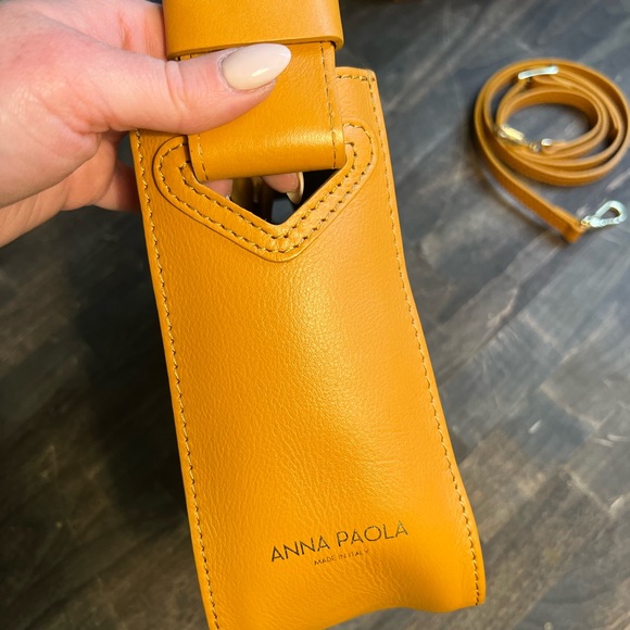 Anna Paola Honey Vachetta Italian Leather Crossbody - Picture 2 of 5